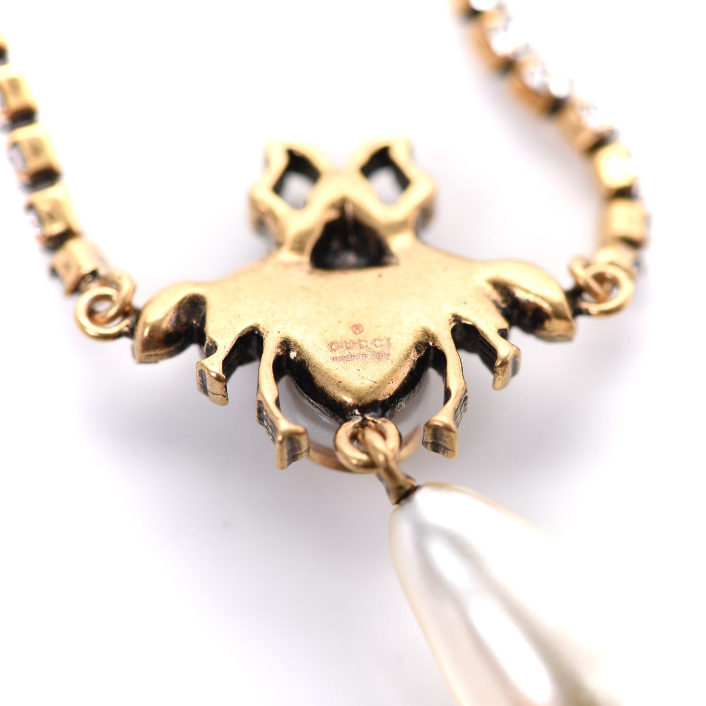 Crystal Pearl Bee Bracelet Aged Gold
