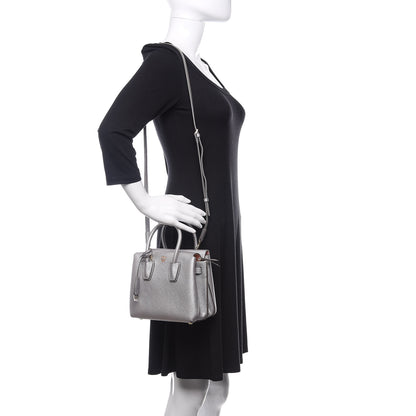 MCM Metallic Grained Calfskin Mini Milla Tote Spike Silver 2 of 11
