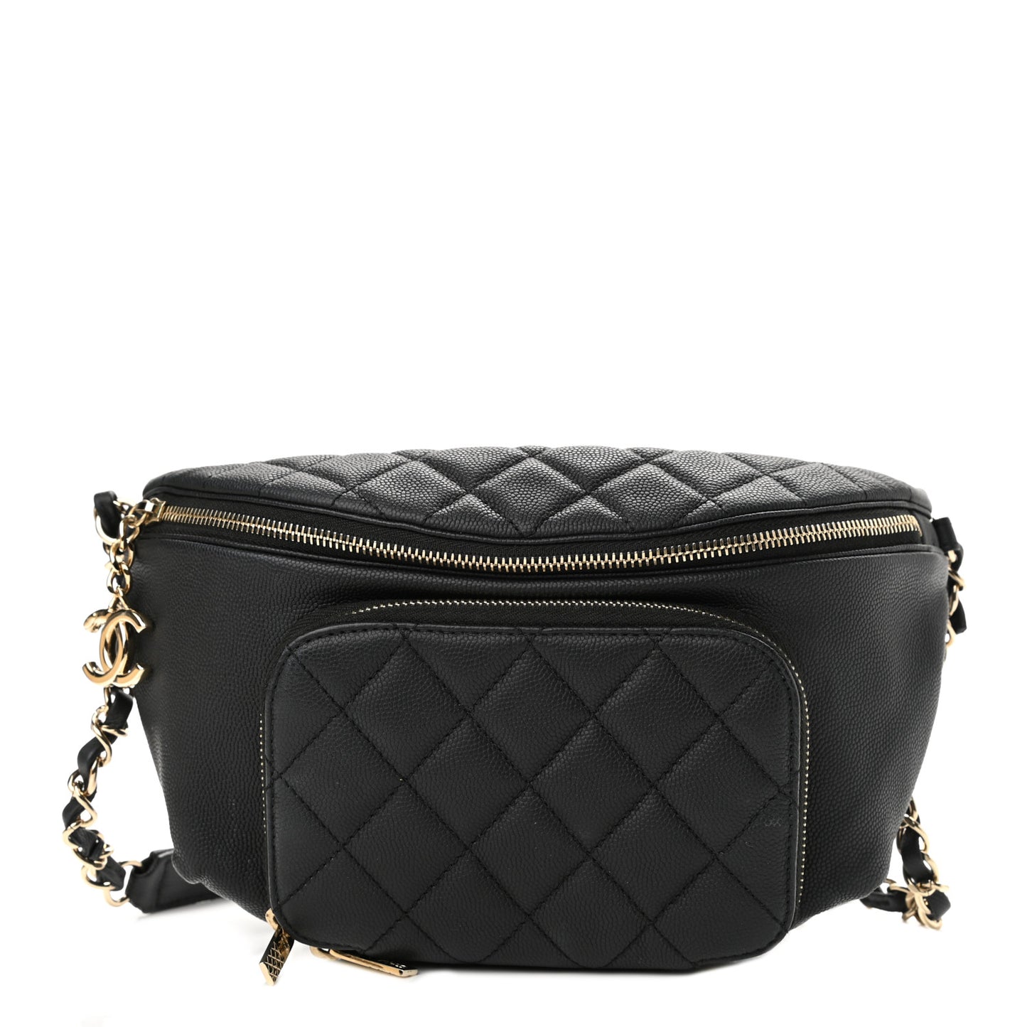Caviar Quilted Business Affinity Waist Belt Bag Black