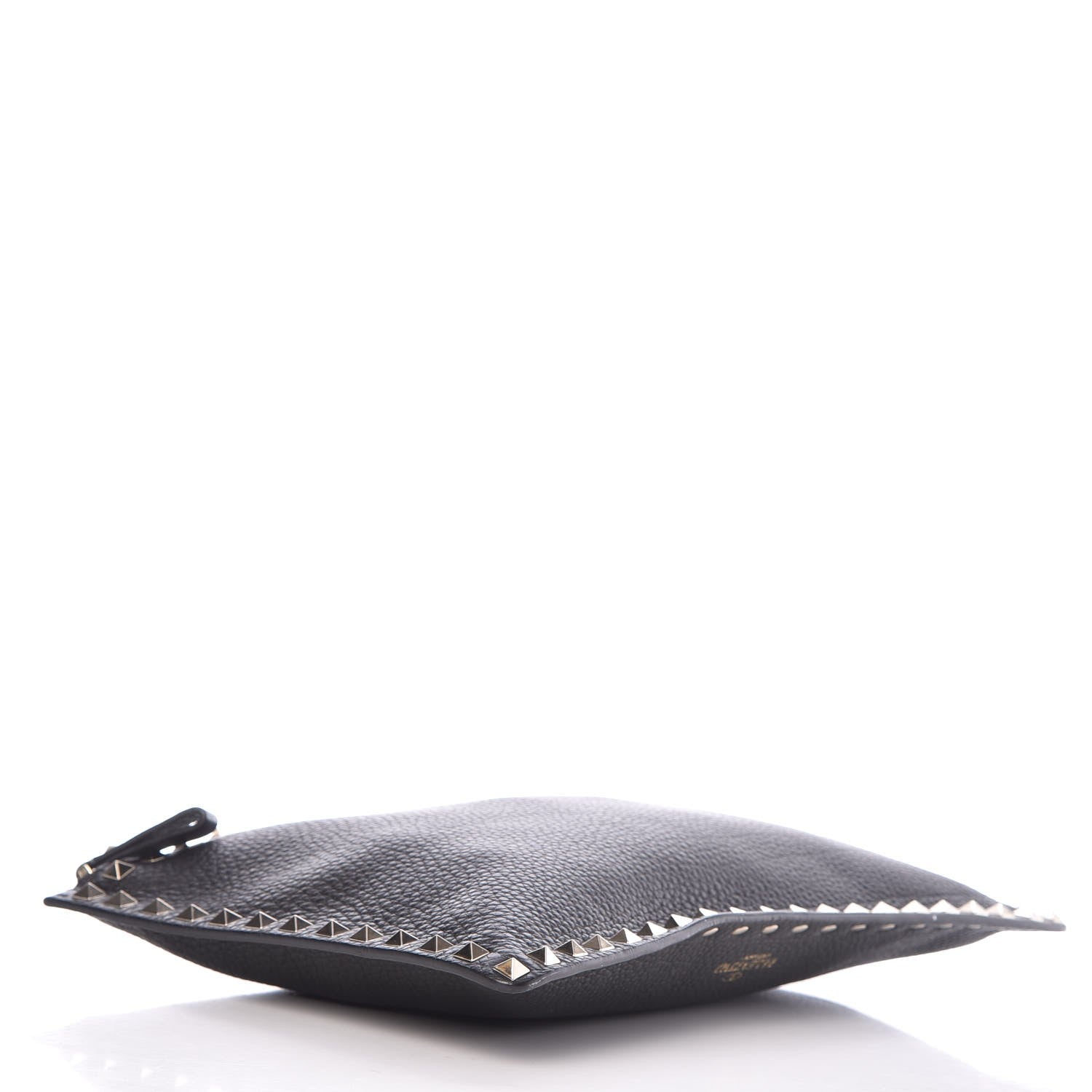 Valentino Garavani Pebbled Calfskin Large Rockstud Zip Pouch Black 4 of 7