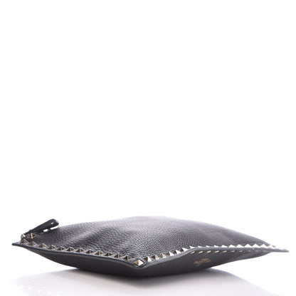 Valentino Garavani Pebbled Calfskin Large Rockstud Zip Pouch Black 4 of 7