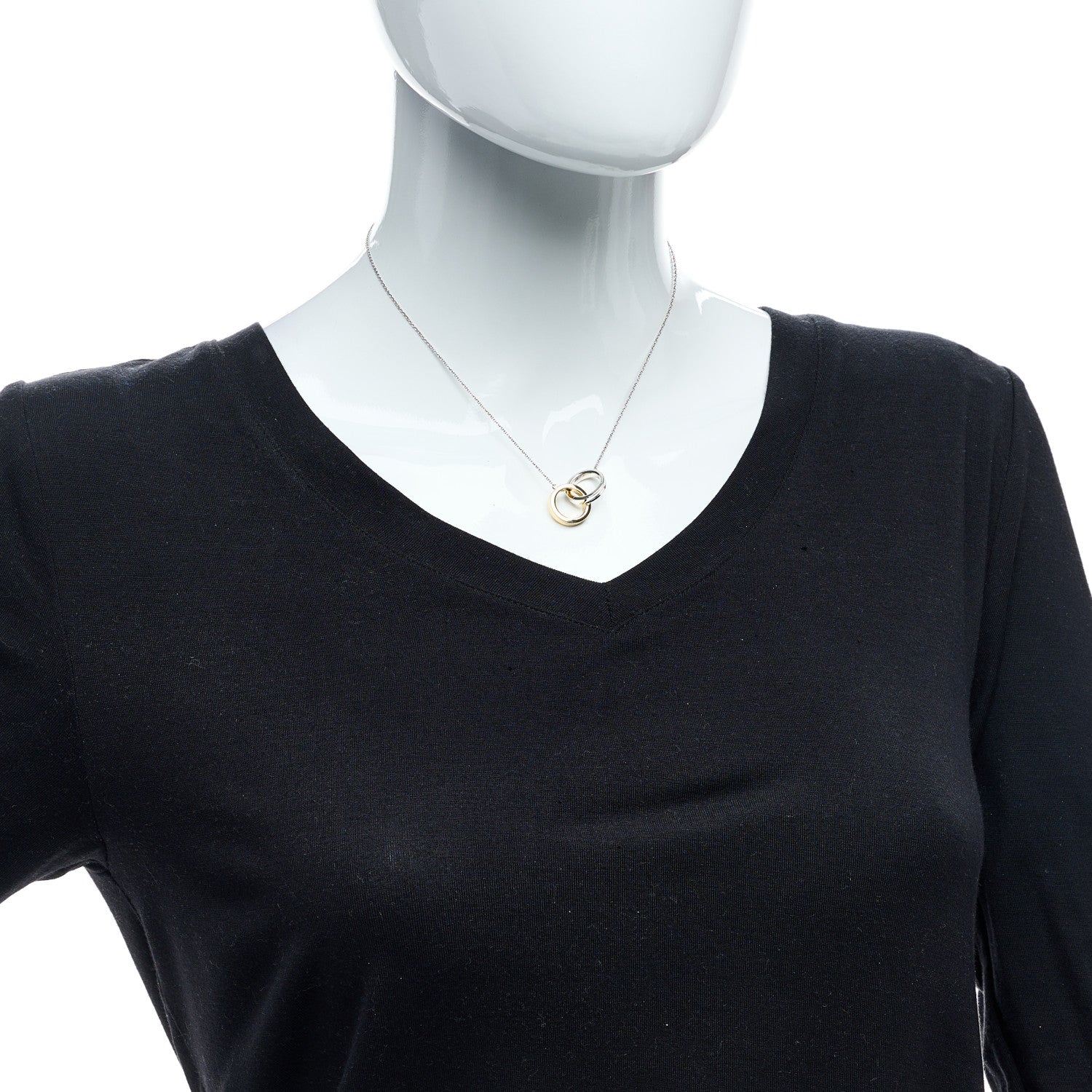 Tiffany Sterling Silver 18K Yellow Gold 1837 Interlocking Circles Pendant Necklace 3 of 4