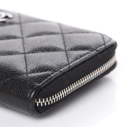 Chanel Metallic Caviar Quilted Medium Zip Around Wallet Black 10 of 11