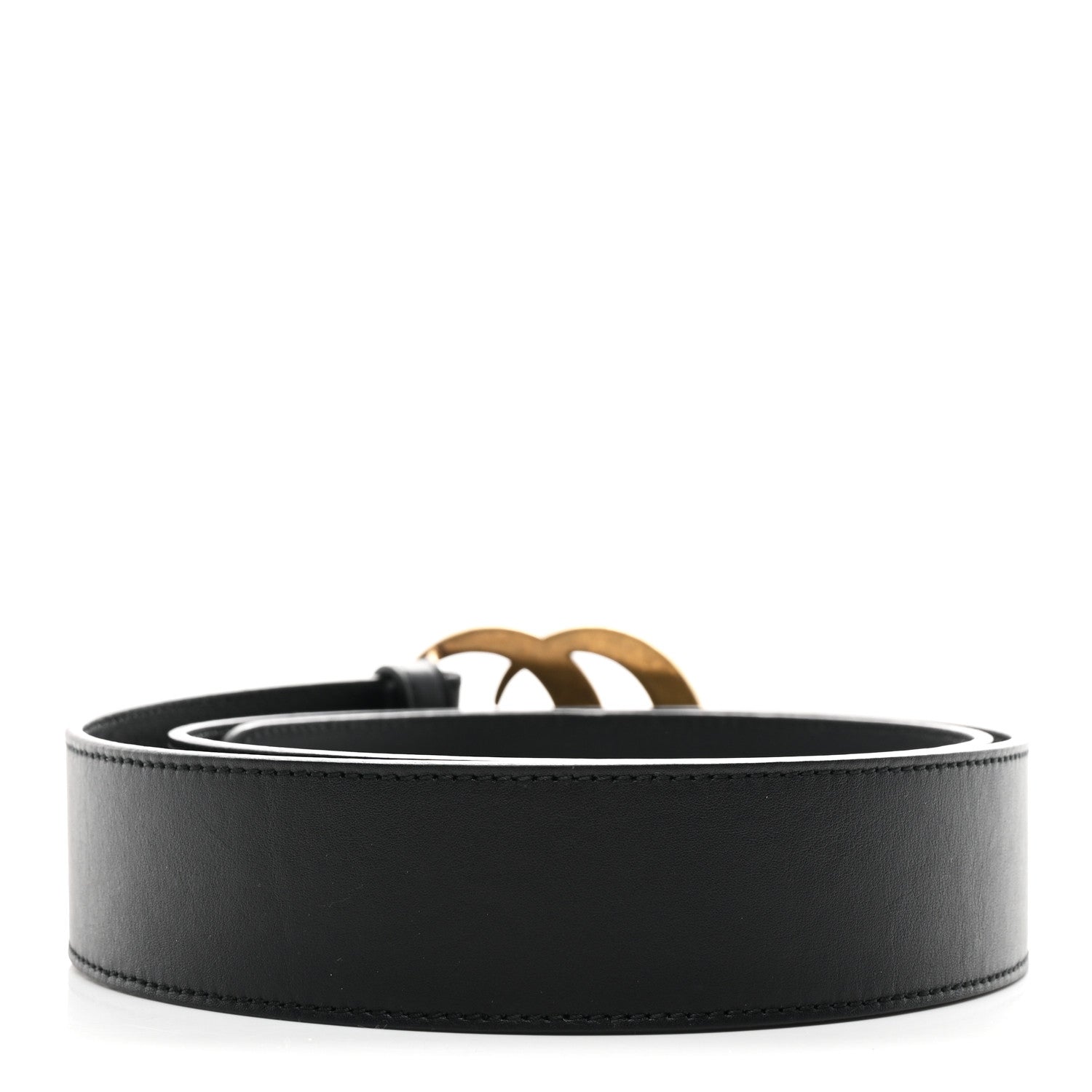 Gucci Moon Calfskin Pearl Double G 40mm Belt 95 38 Black Cream 2 of 5