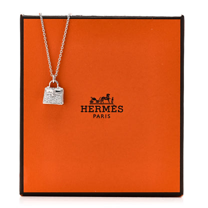 Hermes 18K White Gold Diamond Kelly Amulette Pendant Necklace 5 of 5