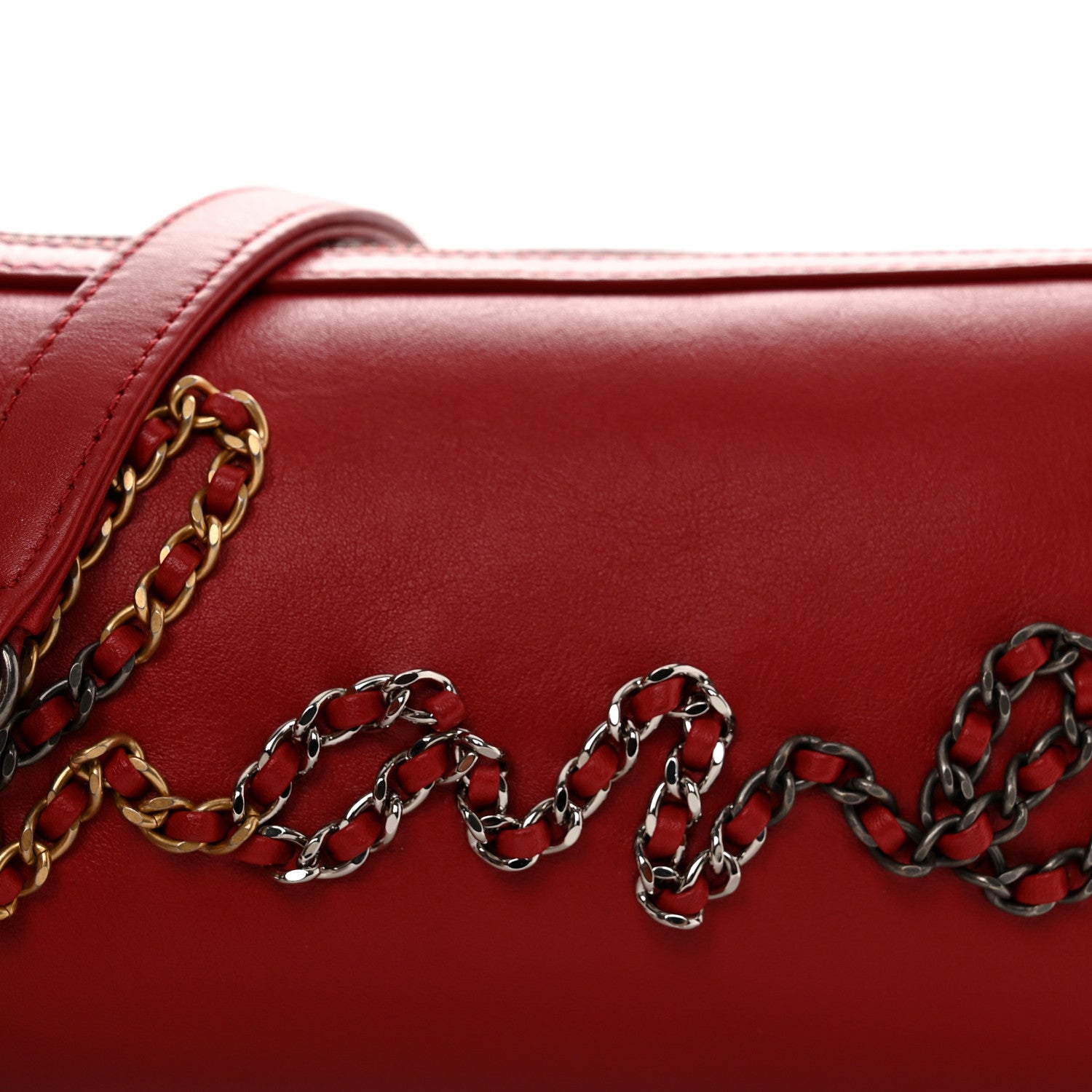 Chanel Calfskin Chain 20s Signature Bowling Bag Red 8 of 10
