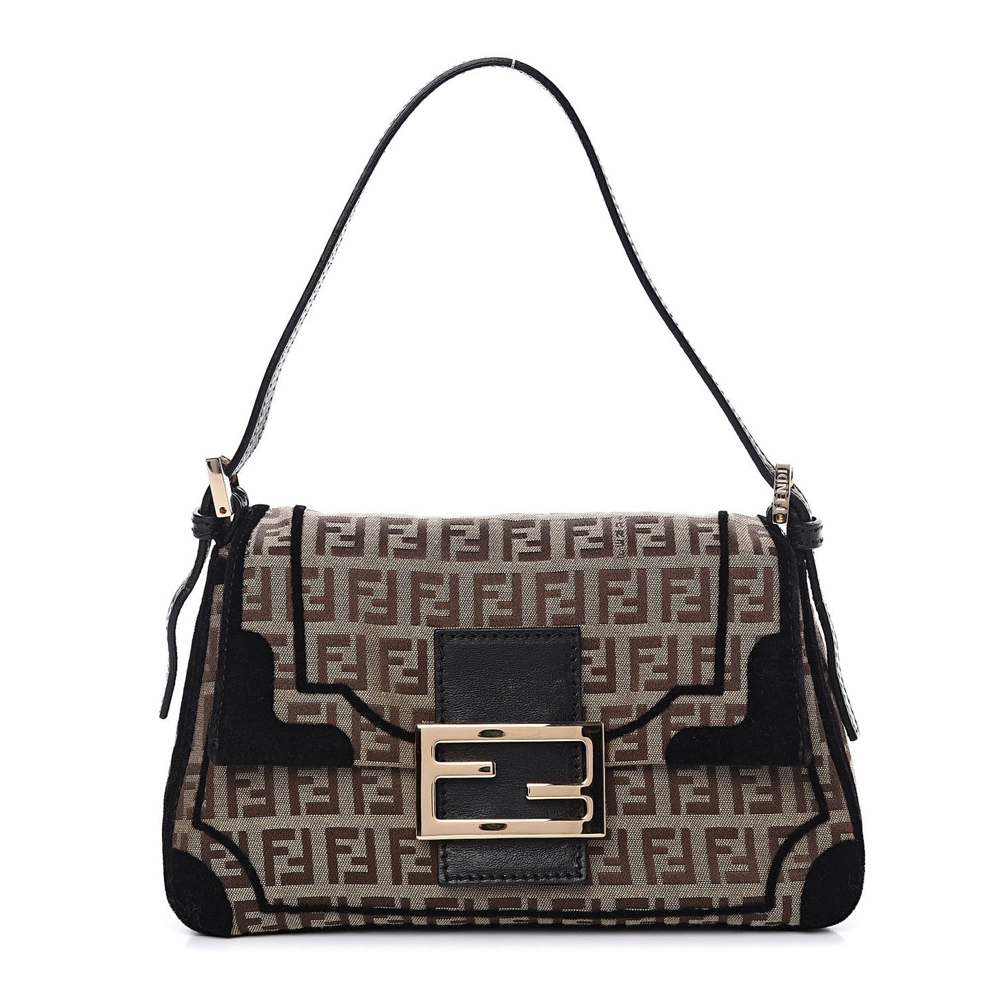 Zucchino Velvet Vitello Mini Mama Tube Bag Mogano Panna Black