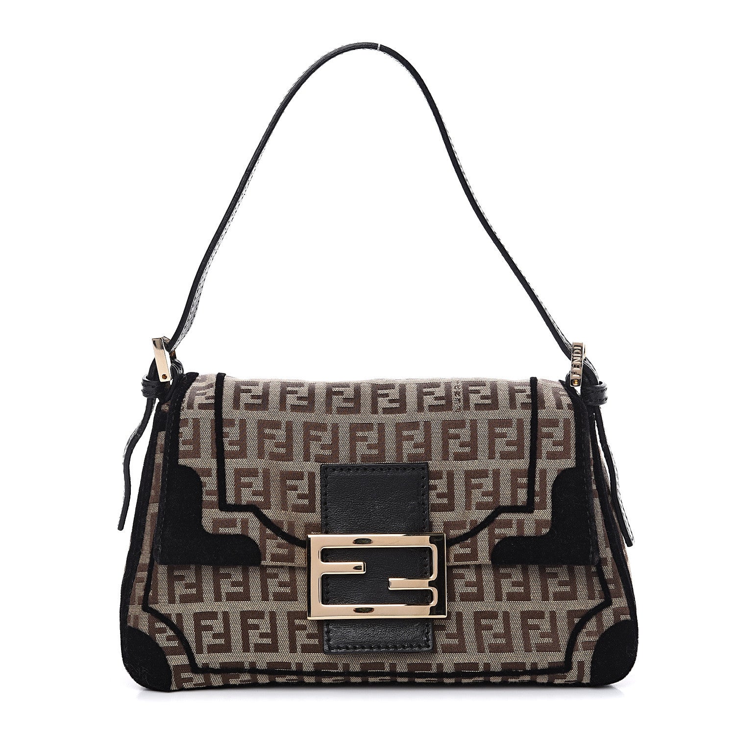 Fendi Zucchino Velvet Vitello Mini Mama Tube Bag Mogano Panna Black 1 of 9