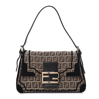 Fendi Zucchino Velvet Vitello Mini Mama Tube Bag Mogano Panna Black 1 of 9