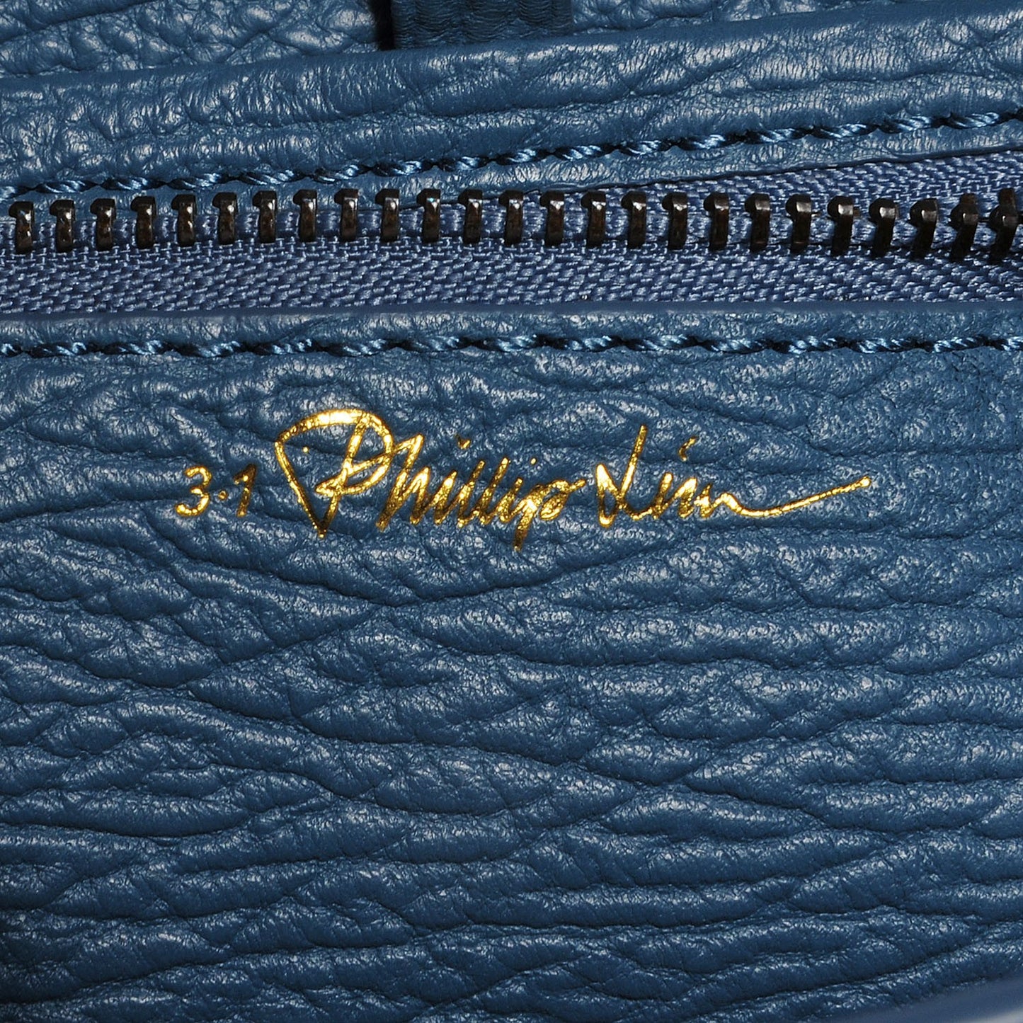 3.1 Textured Leather Mini Pashli Satchel Denim Blue