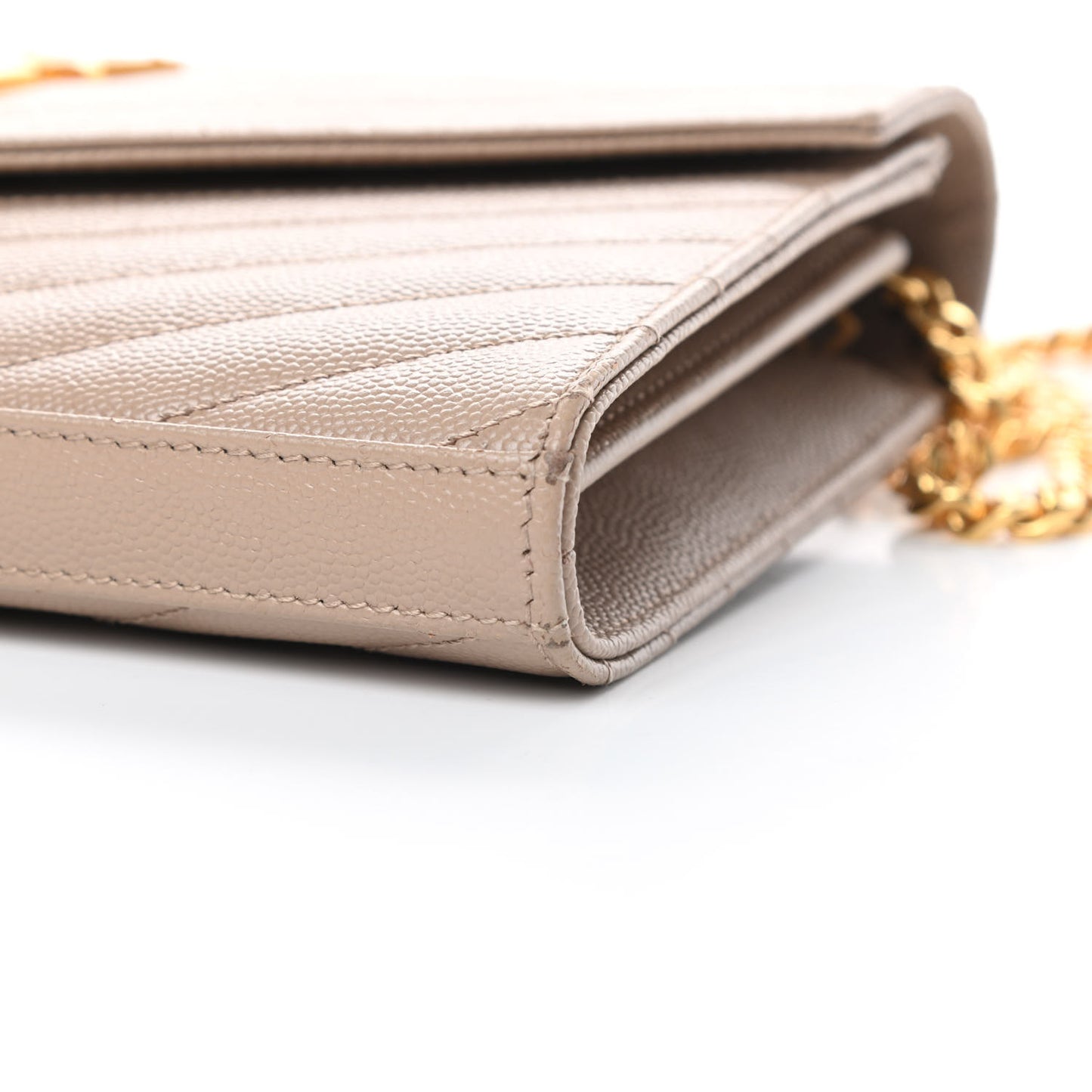 Grain De Poudre Matelasse Chevron Monogram Chain Wallet Nude Powder