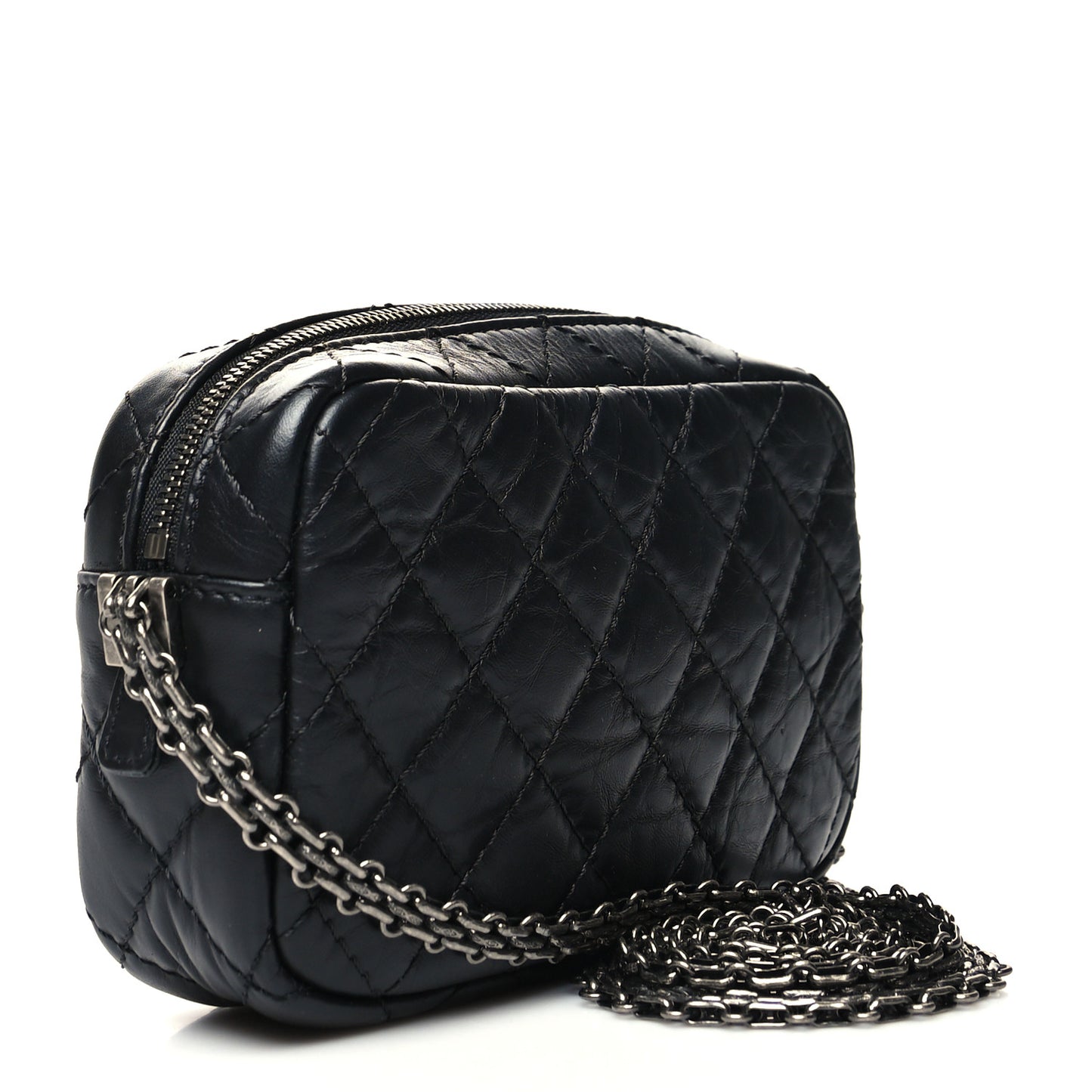 Aged Calfskin Quilted Mini Reissue Camera Case Black