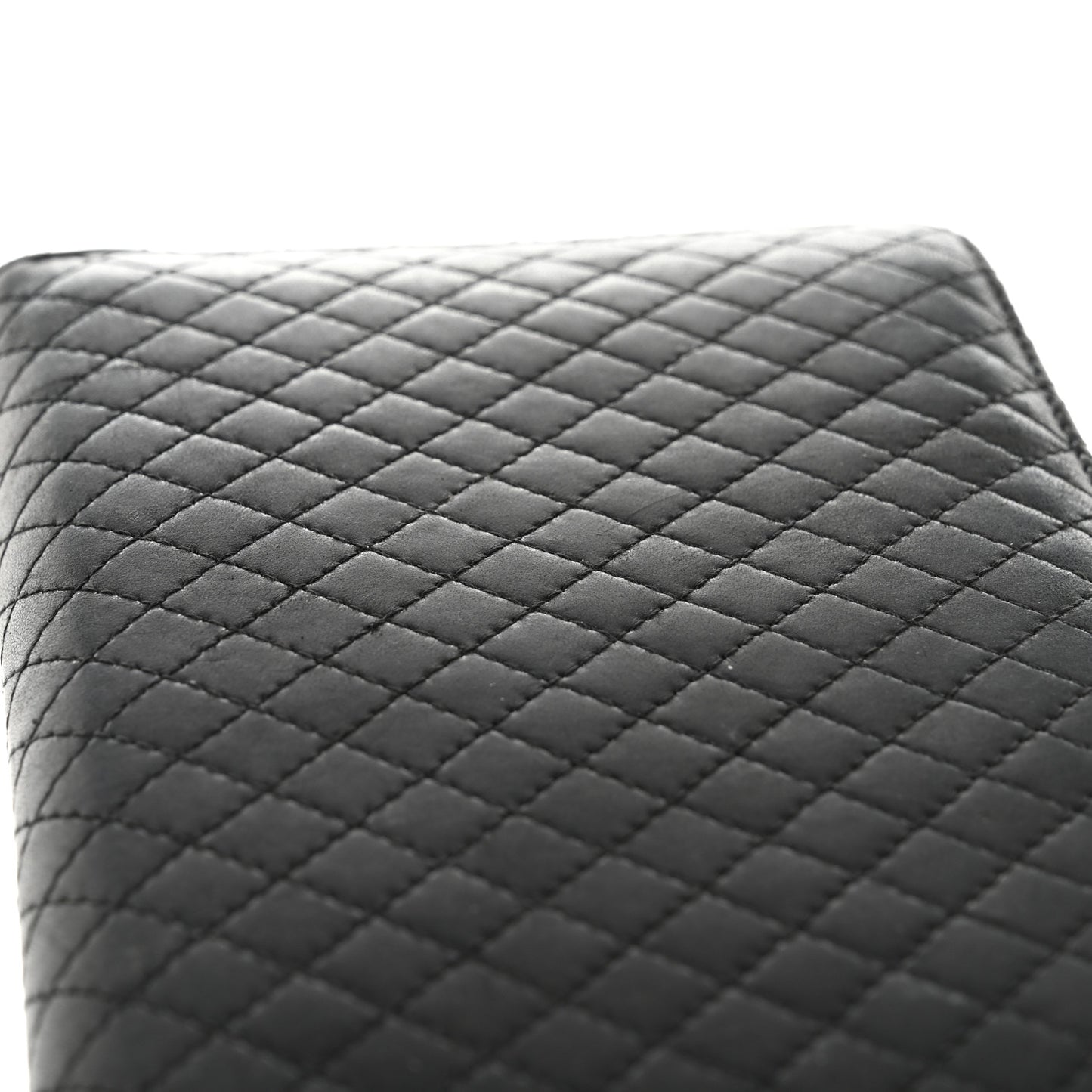 Lambskin Quilted Camellia Zip Around Organizer Wallet Black