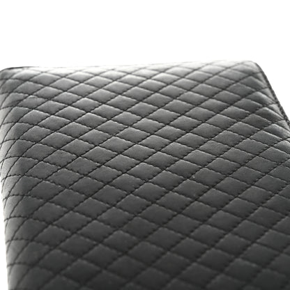 Chanel Lambskin Quilted Camellia Zip Around Organizer Wallet Black 9 of 10