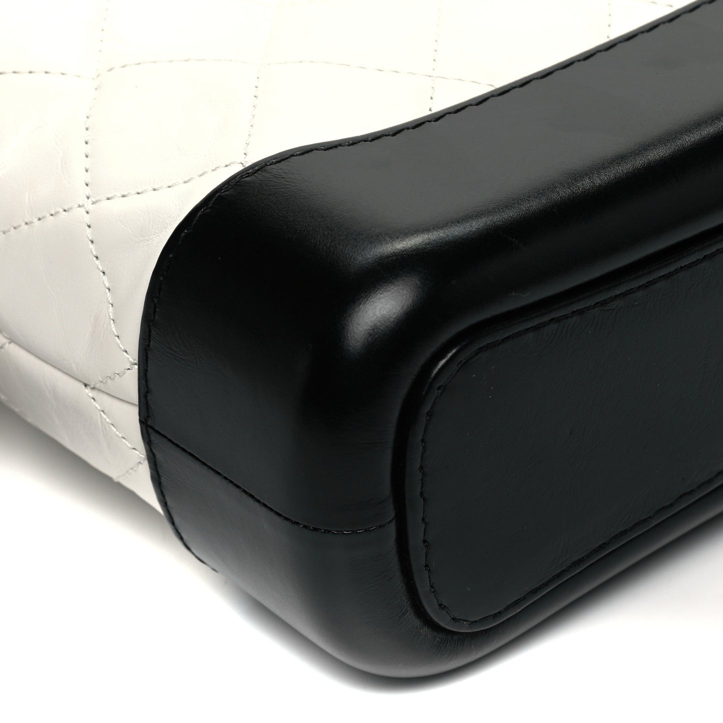 Aged Calfskin Quilted Small Gabrielle Hobo Black White