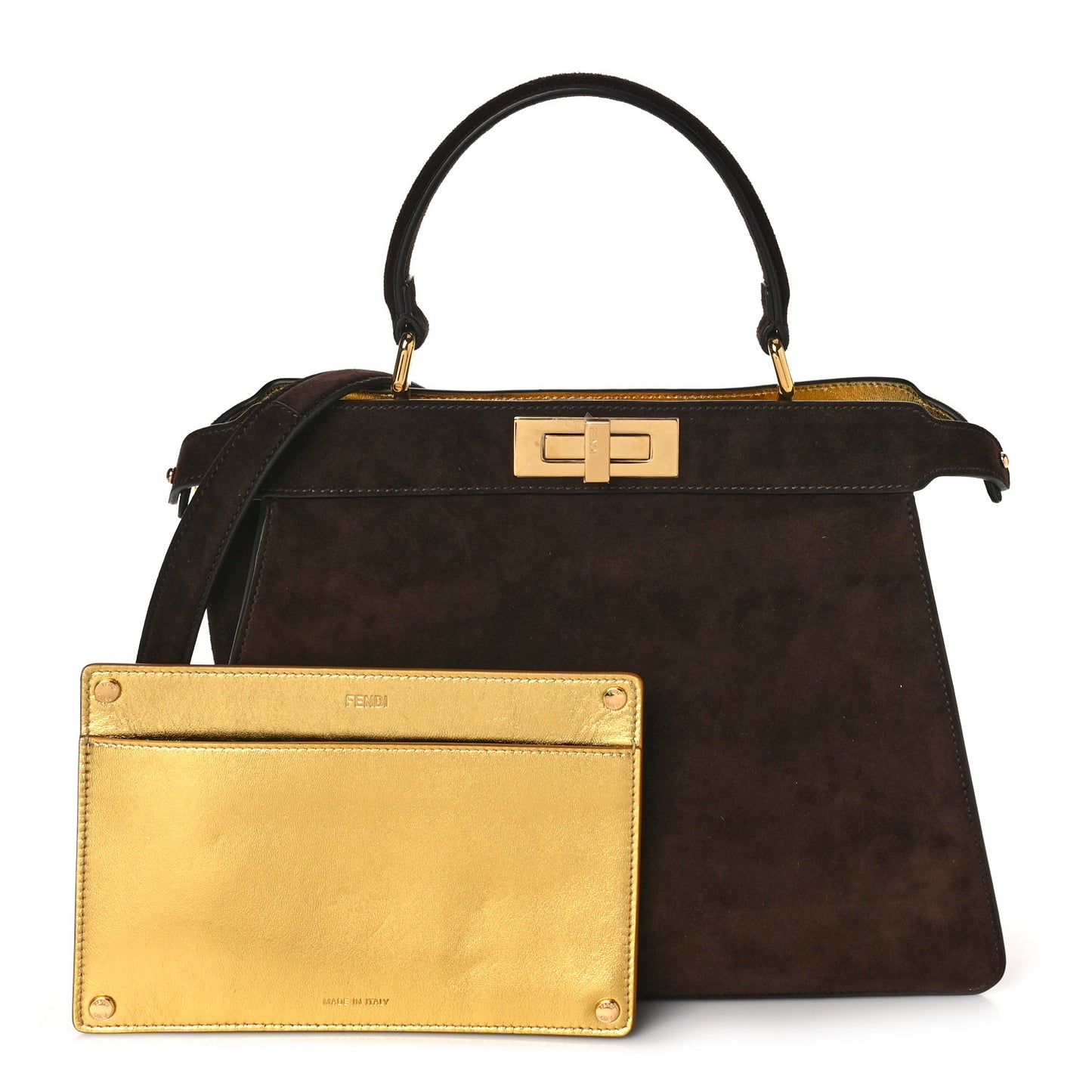 Suede Medium Peekaboo I See U Satchel Moresco Oro Chiaro