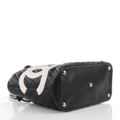 Chanel Calfskin Quilted Large Cambon Tote Black White 4 of 8