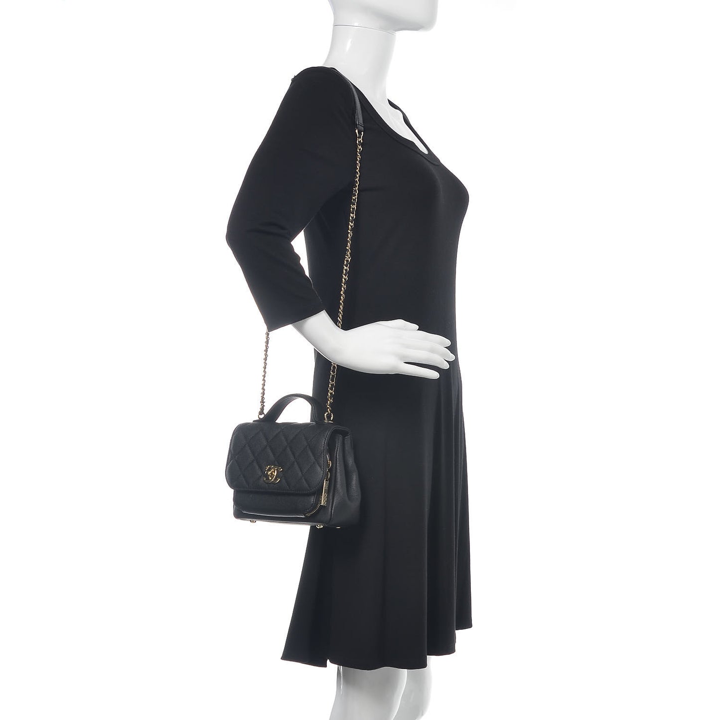Caviar Quilted Mini Business Affinity Flap Black