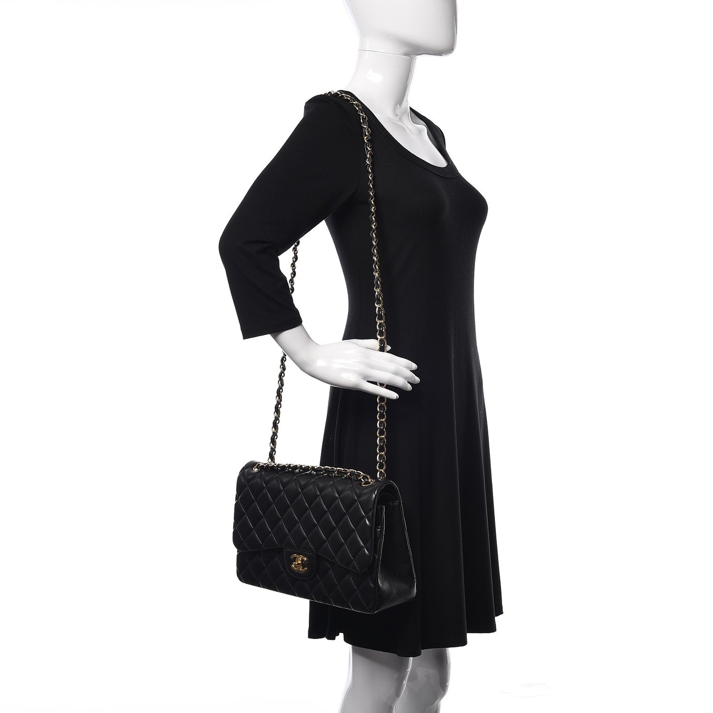 Lambskin Quilted Jumbo Double Flap Black