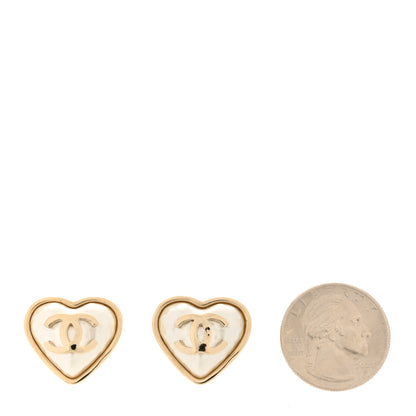 Chanel Pearl CC Heart Earrings Gold 2 of 5