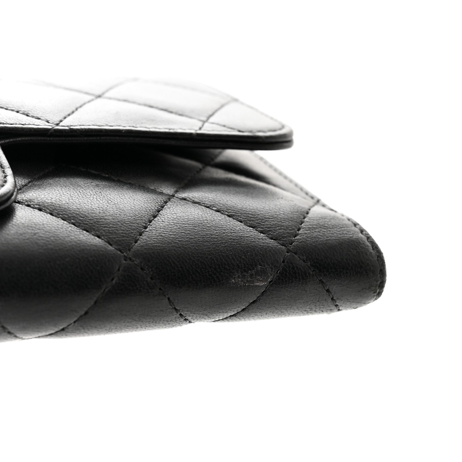 Chanel Lambskin Quilted Large Gusset Flap Wallet Black 10 of 11