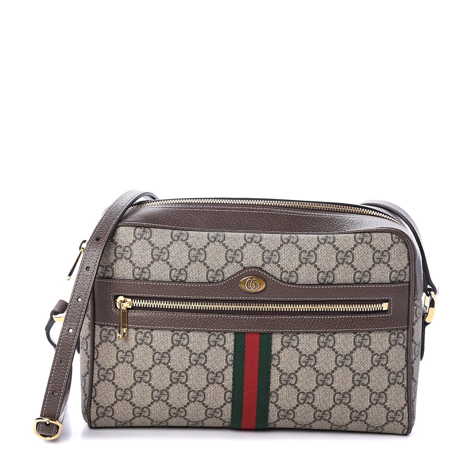 Gucci GG Supreme Monogram Web Small Ophidia Shoulder Bag Brown 1 of 7