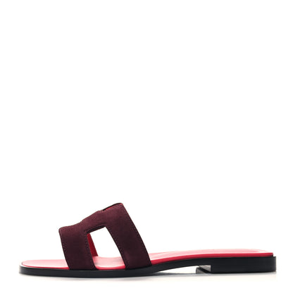 Hermes Suede Goatskin Oran Sandals 35.5 Rose Rouge Marsala 1 of 9