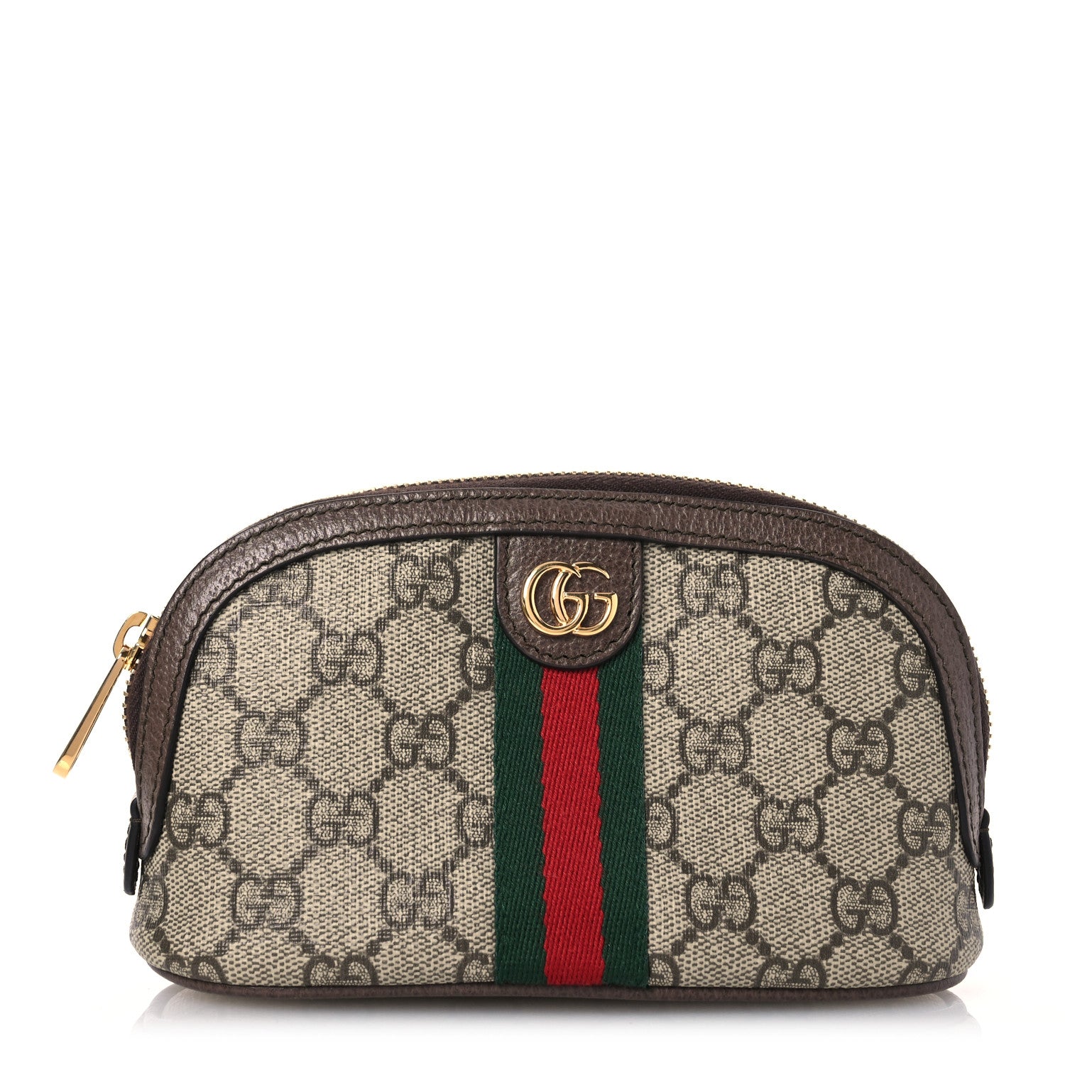 Gucci GG Supreme Monogram Textured Calfskin Web Medium Ophidia Cosmetic Case Beige Ebony New Acero 1 of 10