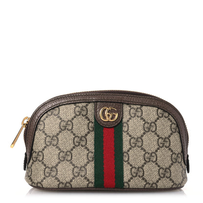 Gucci GG Supreme Monogram Textured Calfskin Web Medium Ophidia Cosmetic Case Beige Ebony New Acero 1 of 10