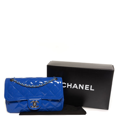Chanel Patent Quilted Small Coco Shine Flap Blue 4 of 9