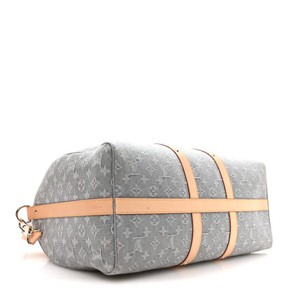Louis Vuitton Denim Monogram Studded Keepall Bandouliere 45 Cloudy Grey 3 of 8