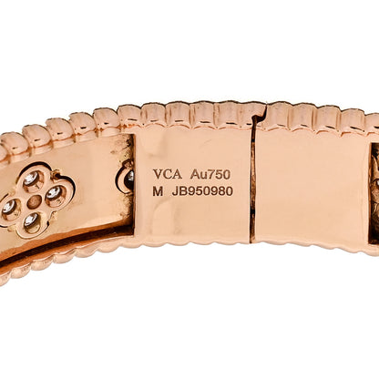 Van Cleef & Arpels 18K Rose Gold Diamond Perlee Clovers Bangle Bracelet M 3 of 4