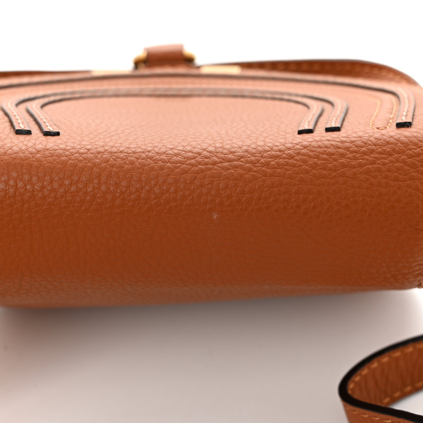 Calfskin Mini Marcie Round Crossbody Bag Tan