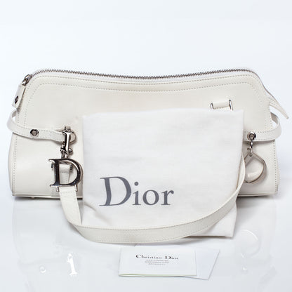 Christian Dior Leather Logo Charms Boston White 9 of 9