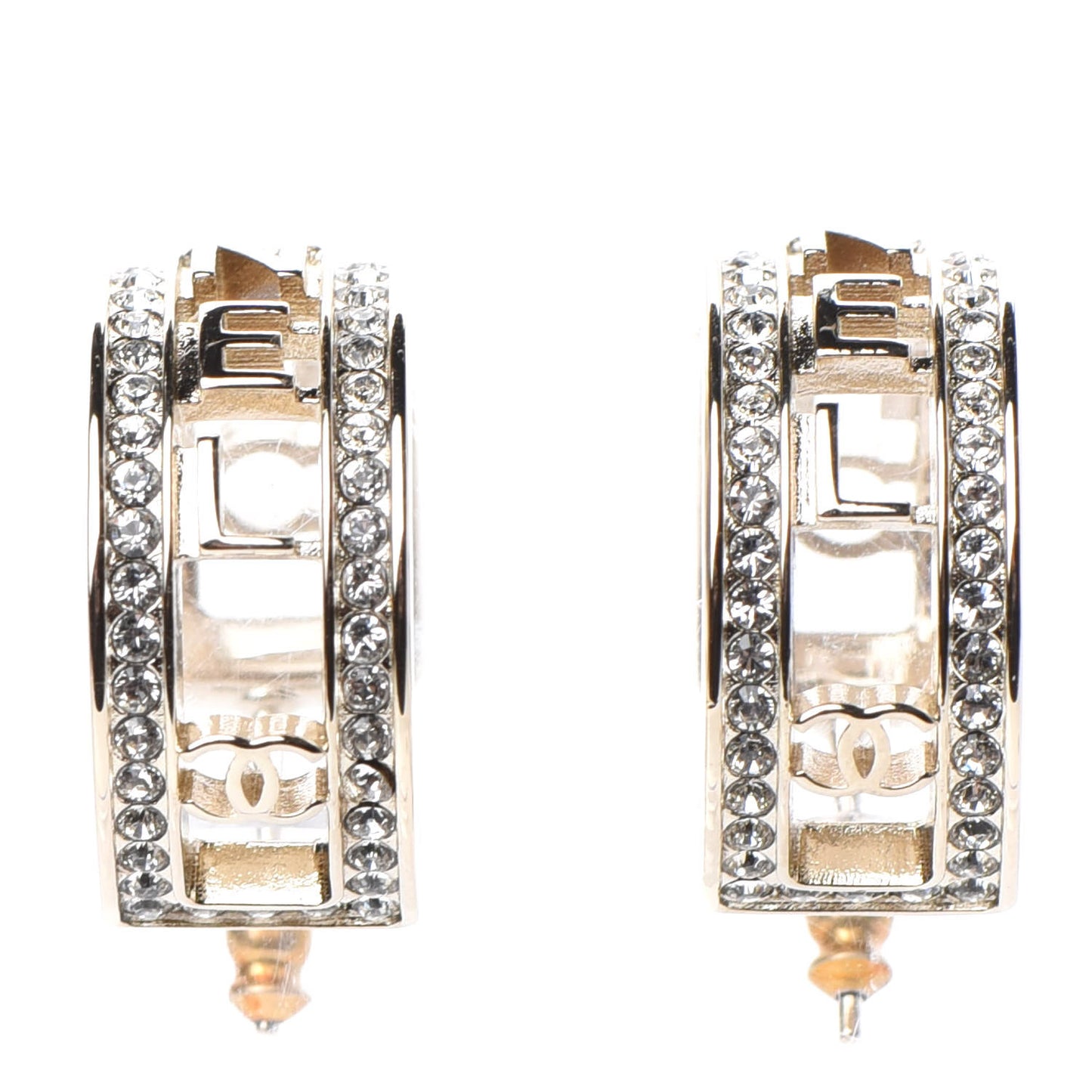 Metal Crystal Bow-tiful CC Hoop Earrings Gold