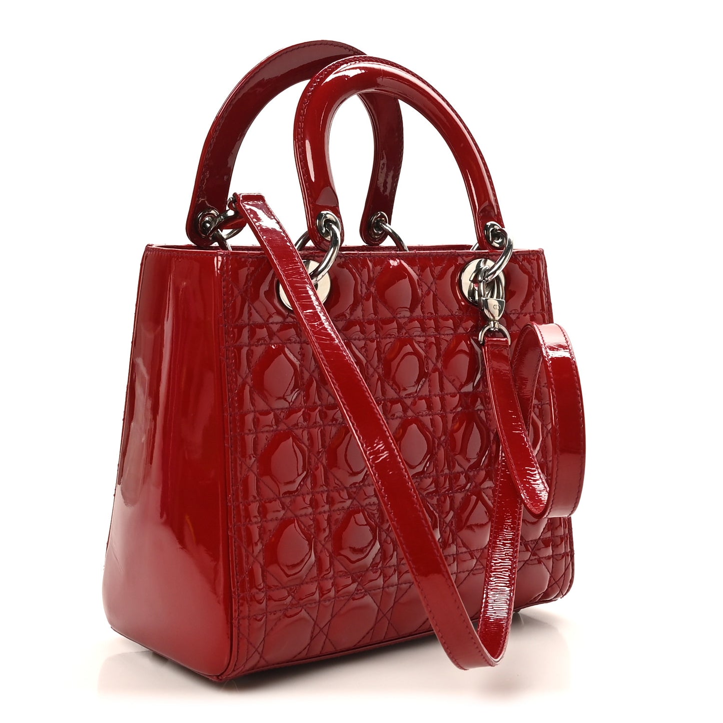 Patent Cannage Medium Lady Dior Red