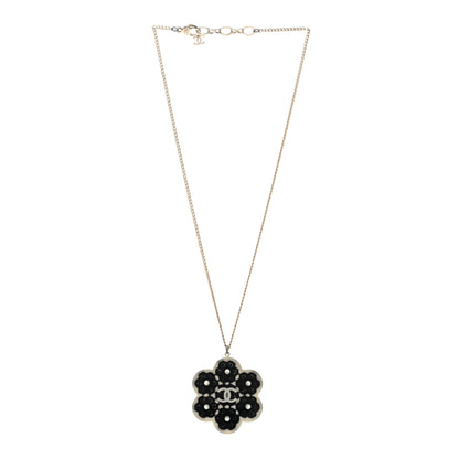 Chanel Resin Pearl Lace CC Necklace Black Gold 3 of 9