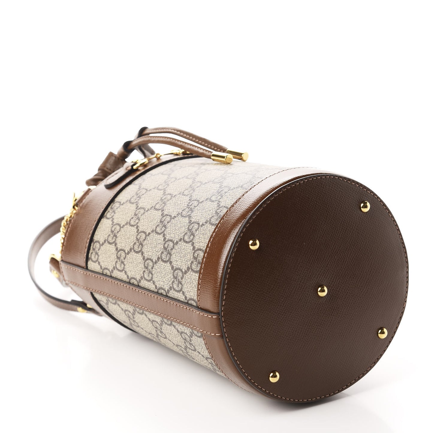 GG Supreme Monogram Small 1955 Horsebit Bucket Bag Beige Brown Sugar