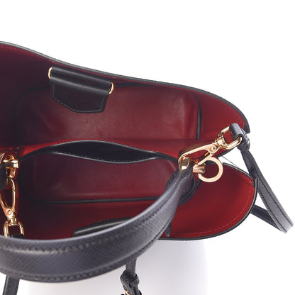 Prada Saffiano Cuir Medium Panier Bucket Bag Black Fuoco 5 of 9