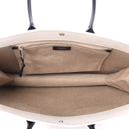 Saint Laurent Linen Calfskin Rive Gauche Tote Optic White 4 of 4