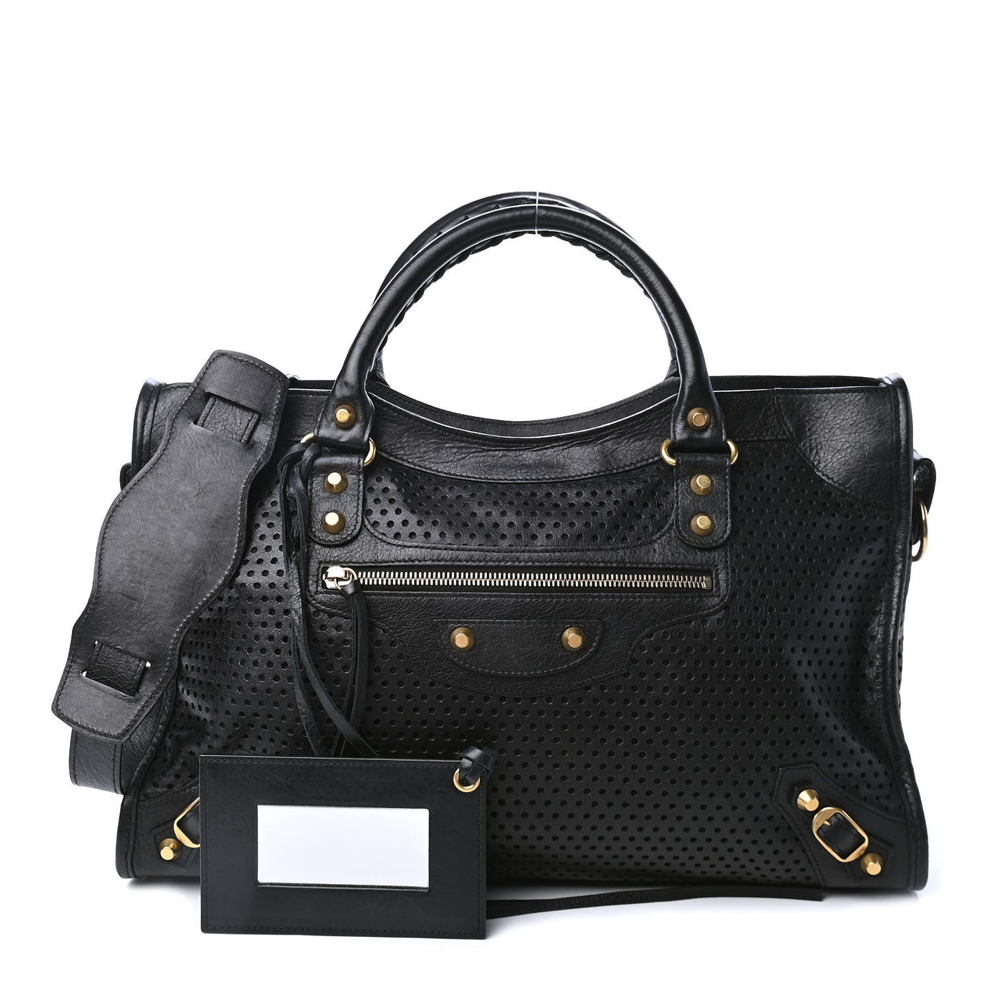 Agneau Laser Cut Cross Classic Gold Hardware City Black