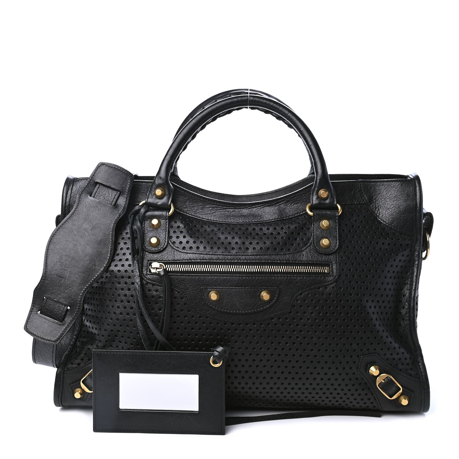 Balenciaga Agneau Laser Cut Cross Classic Gold Hardware City Black 1 of 4