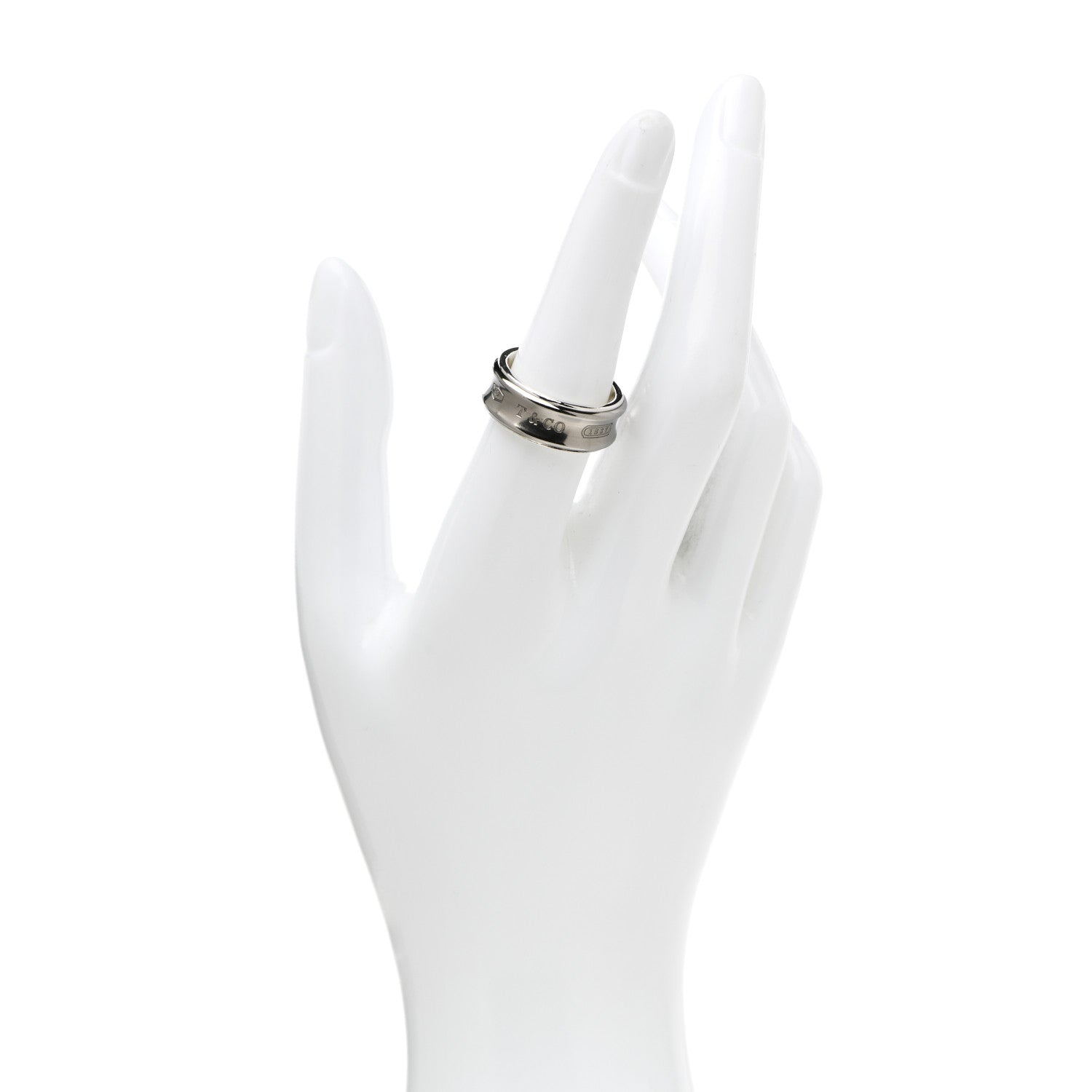 Tiffany Sterling Silver Titanium 1837 Band Ring 55 7.25 2 of 5