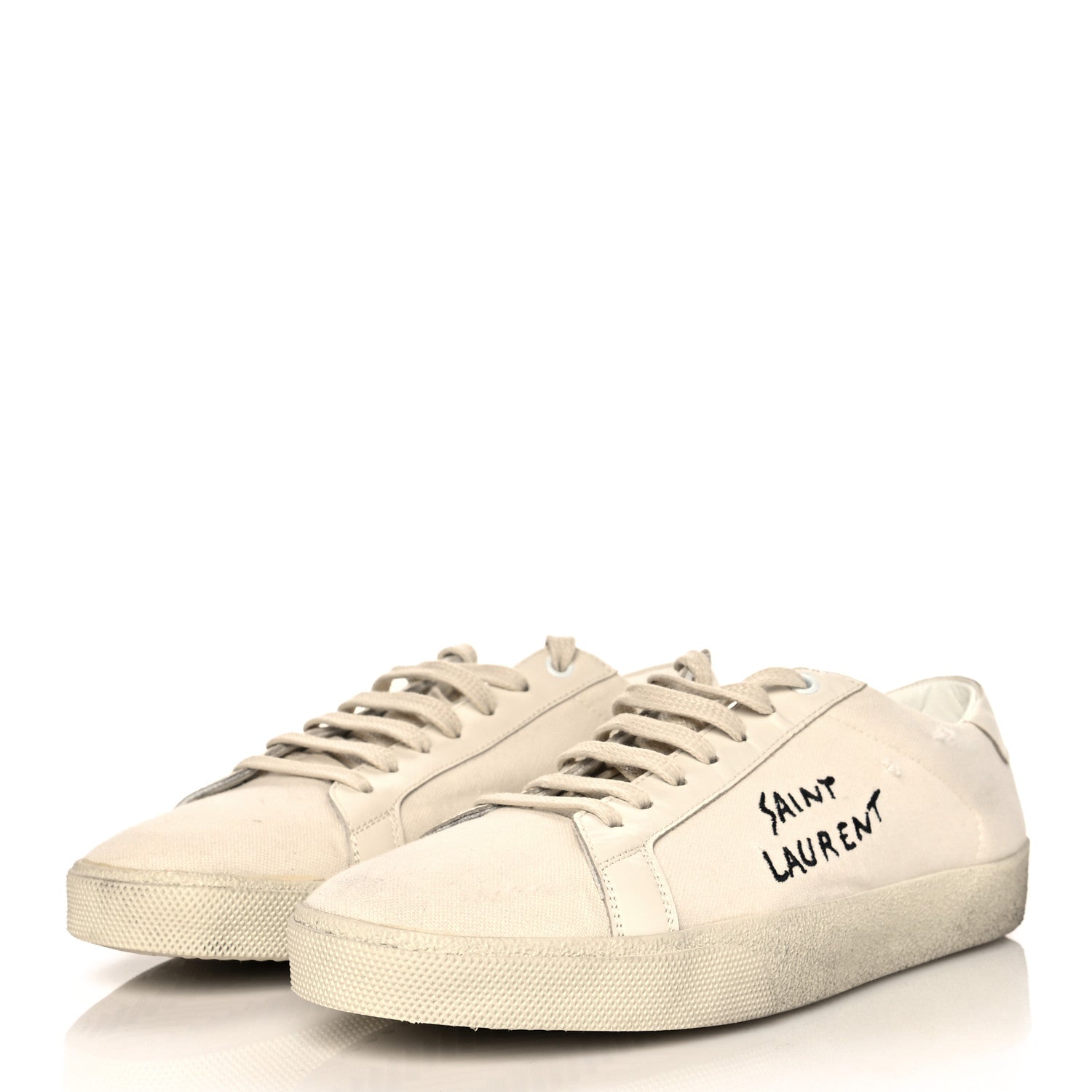 Saint Laurent Distressed Canvas Mens Elba Light Alpha Sigma Sneakers 41.5 White 3 of 7