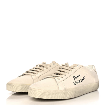 Saint Laurent Distressed Canvas Mens Elba Light Alpha Sigma Sneakers 41.5 White 3 of 7