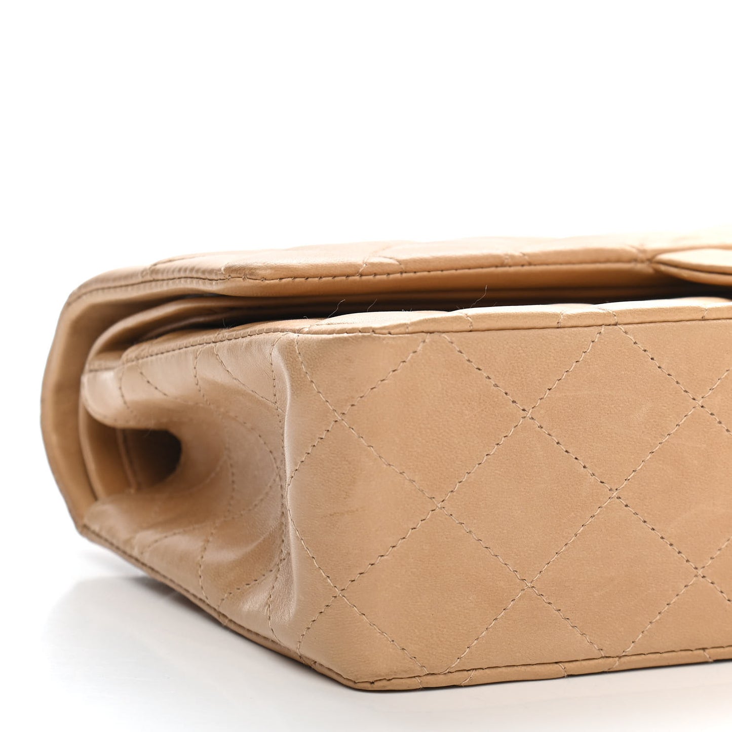 Lambskin Quilted Medium Double Flap Beige