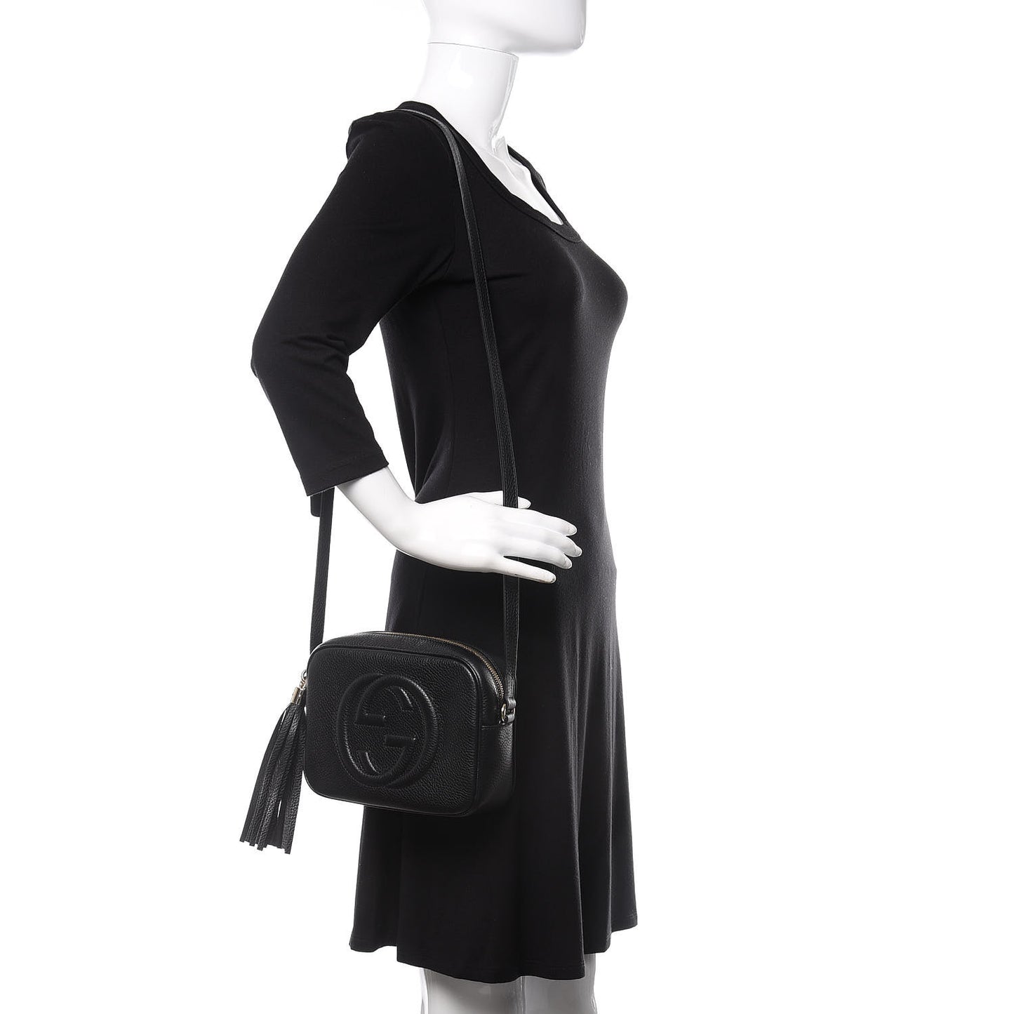 Pebbled Calfskin Small Soho Disco Bag Black