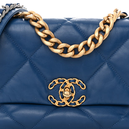 Chanel Lambskin Quilted Medium Chanel 19 Flap Blue 8 of 10