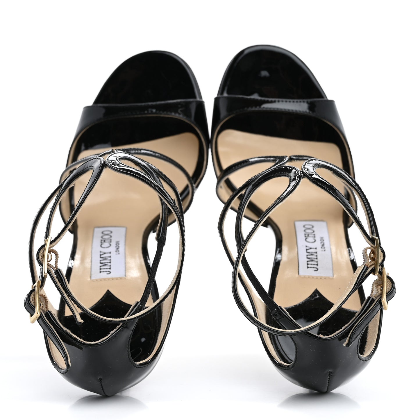 Patent Calfskin Lance Sandals 35 Black