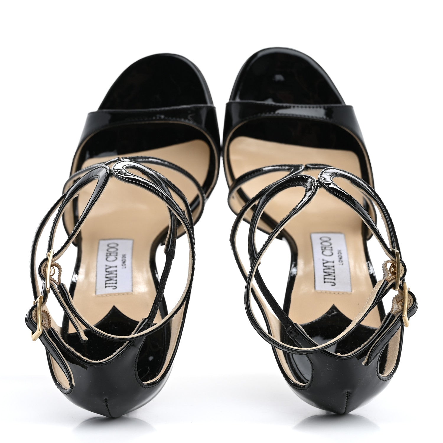 Jimmy Choo Patent Calfskin Lance Sandals 35 Black 2 of 10